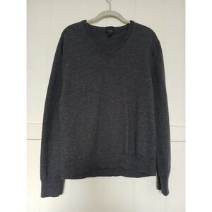 J Crew Italian Merino Tollegno 1900 V Neck Sweater Mens XL Gray Wool Pullover